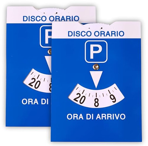 STALIVA 2 Pezzi Disco Orario Auto | Formato Grande 11.5x15 cm con Busta PVC Trasparente | Parchimetro Disco Orario Omologato Italia - Gadget Auto - Accessori Auto (2 Dischi)