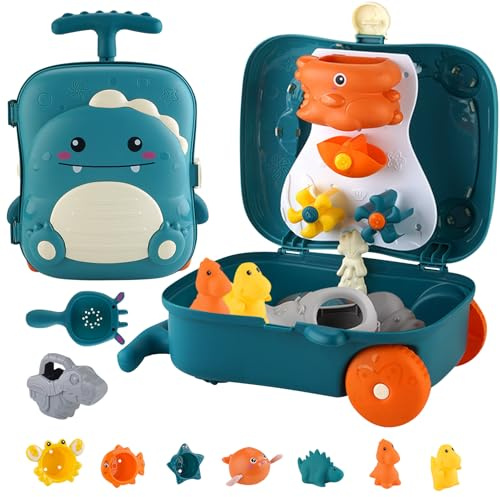 Kaezuy Sandspielzeug Strandkoffer 3er Set Mit Ente Dinosaurier Wal Wasserspielzeug Aus Kunststoff Für Kinder Ab 3 Jahre (A)