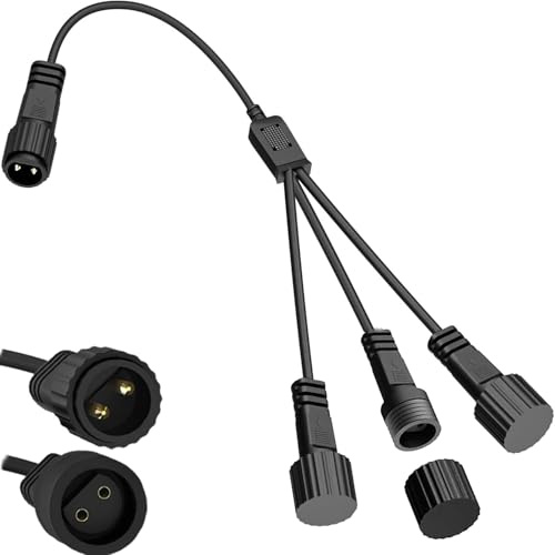 Joysing Connettore Luci Natale 2 Pin Splitter Per Luci Natalizie, 1 a 3 Connettore per Luci di Natale IP65 Impermeabile Connettori Cavo di Prolunga per Stringa Tende Catena Luminosa Interno Esterno