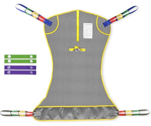 EZ Assistive Universal Full Body Patient Lift Sling with Laundry Bag,Patient Sling for Transfers&Lifting and Bed Positioning,Mesh Sling for Elderly,Bedridden to Bathing SLW 500lbs (Gray, Medium)