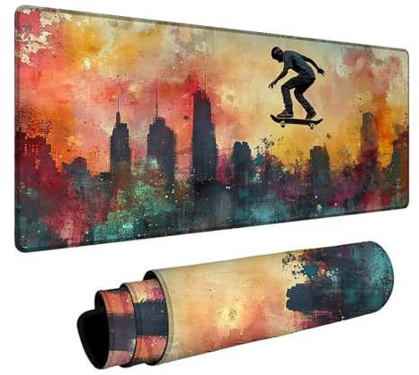 Tapis de Souris Skateboard Tapis de Souris Gamer Homme Mouse Pad Bords cousus Précision et Vitesse Améliorées pour Decoration Maison Bureau Pc Portable Pc Gamer Clavier Sans fil 60x140x0.3 cm DBYH4211