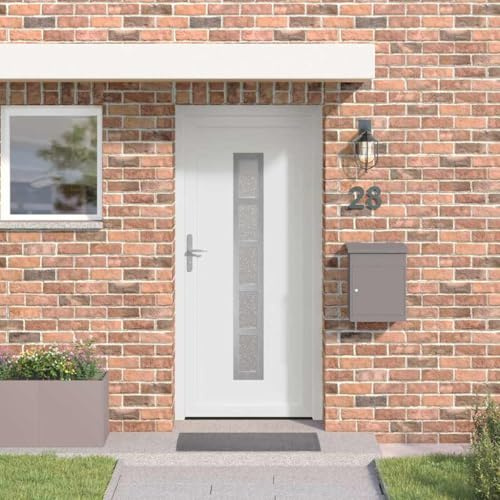 QJBSAVVA Weiße Haustür aus PVC 98 x 200 cm Modernes Design Robustes Eingangstüren Set mit Zarge für Haus Nebeneingang Gartenhaus | Weatherfest