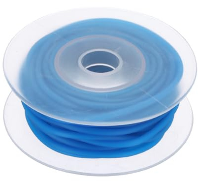 QUARKZMAN Cuerda De Goma Hueca 2mm Tubo De Silicona Elástico Azul Cobalto | 5.5Yards, Para Peluquería, Para Tejer, Fabricación De Joyería, Manualidades DIY, Portapuntos, Cuerda