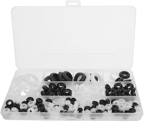 CLISPEED Kit Passacavi in Gomma da 180 Pezzi – Rondelle Passacavo Chiuse in Nylon per Filo Elettrico Guarnizione Isolante, Protezione Occhielli per Cablaggio Industriale e Fai da