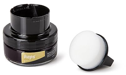 Kaps Delicate Shoe Cream with Sponge Applicator for Leather Shoes & Boots - Polish & Colour Restorer, Natural Wax Conditioning Formula, 70+ Colours, 50ml