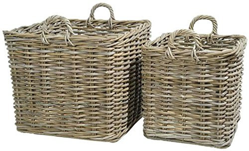 Klocke Pflanzkörbe Quadratischer Kubu Weidenkorb mit Henkel - Medium Pflanzkorb Weide - 40cm - Natur - Vielseitige Verwendung - Indoor & Outdoor - Gartenkorb Korbgeflecht