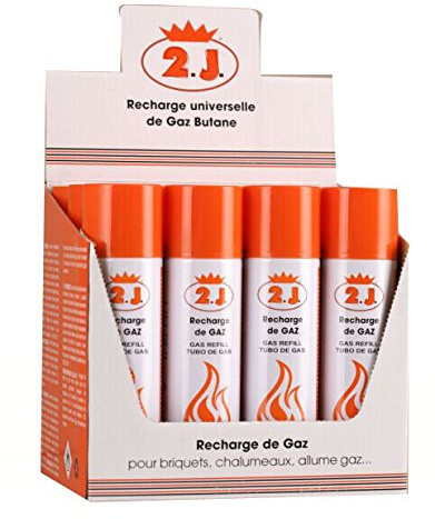 2J Lot de 12 Recharges De Gaz pour Briquet, Allume-gaz,Challumeau,Bricolage.- 250ml -