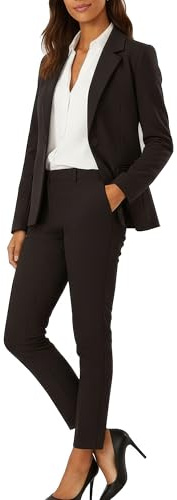 Marycrafts Women's Business Blazer Pant Suit Set for Work 8 Black