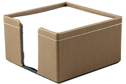 DELMON VARONE - Zettelkasten aus „EcoAppleLeather“ Braun, Zettelbox aus Recycled Öko Apfel Leder inkl. 500 Blatt Papier, Notizklotz Kasten für Schreibtisch & Büro zum Notieren von Gedanken und Notizen