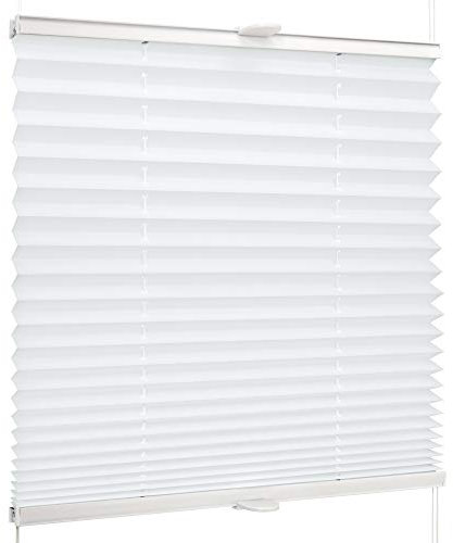 SchattenFreude Basic Klemmfix-Plissee für Fenster | Mit Klemm-Haltern | Ohne Bohren | Reinweiß, Breite: 140cm x Höhe: 100cm