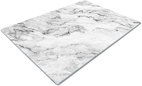 Chopping Board | Glass Chopping Boards for Kitchens | Glass Worktop Savers for Kitchen | Glass Chopping Boards | Small Chopping Board | White Marble Funky