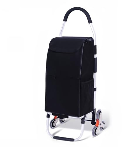 Falytemow Foldable Stair Climber Shopping Cart 6 Wheels 103 cm Handle Height Utility Cart Oxford Trolley Bag for Groceries