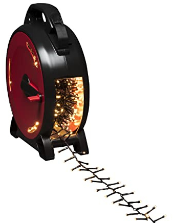 Konstsmide Micro LED Cable Reel Christmas Outdoor Fairy Lights Plug in/Outdoor or Indoor (IP44) / 1200 Warm White Diodes Cluster/Black Cable String Lights