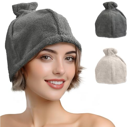 JEMIDI Gorro para Sauna - Sombrero Gris oscuro 100% Algodon para Hombre y Mujer - Accesorios Unisex para Saunas