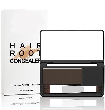 Instantly Hairline Powder, Quick Root Touch Up Light Brown, Natural Hairline Powder With Double Head Brush & Mirror, Eyebrow & Contour, Temporary Hair Colour, Root Cover Up, Long Lasting & Sweatproof