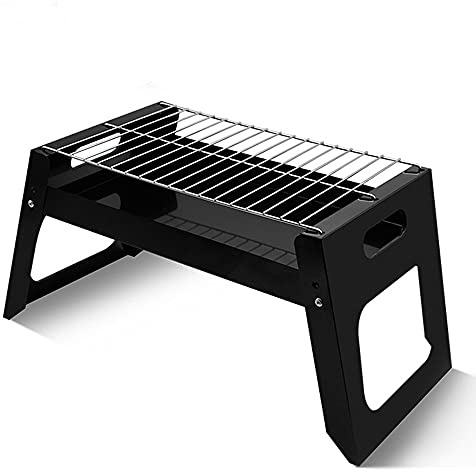 Stufa per barbecue pieghevole portatile 2-5 persone Stufa in acciaio nero a carbonella Campo all'aperto Spiedini per barbecue alla griglia Barbecue Strumento per griglia fai-da-te