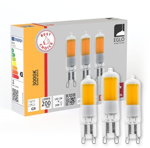 Eglo G9 - Set di 3 lampadine con attacco a pin G9, lampadine a innesto, 2 W | ciascuna, corrispondenti a 25 W, luce bianca calda, 3000 K, pin della lampadina con diametro di 1,5 cm