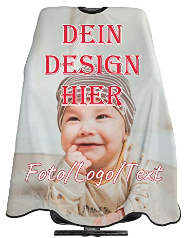 MEIERLE Personalisierter Friseurumhang mit Eigenem Bild Logo Oder Text, Individueller Haarschneideumhang, Lustiger Barber Cape zum Haare Schneiden Färben, Geschenk für Friseur Salon Zuhause