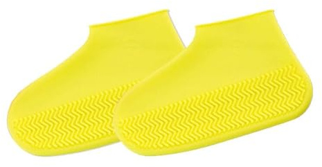 Boolavard Silicone Waterproof Shoe Covers, reusable upgraded overshoes with waterproof zipper, Resistant Rain Boots Non-Slip Washable Protection for Women, Men (M, Yellow)