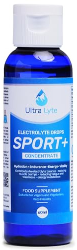 Ultra Lyte Elektrolyt-Tropfen Sport Plus – Keto-Elektrolytunterstützung für schnelle Hydratation, Zuckerfrei, Glutenfrei, Muskelkrampflinderung, 60ml Flasche, für Athleten und aktive Personen