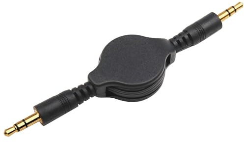 REY Cable Audio Jack a Jack 3,5 mm, Retráctil, Enrrollable, Radio Coche