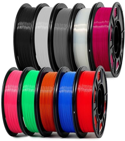 EONO PLA Plus 1.75mm 2.5KG（5.5lb）lb Multi Color 3D Printer Filament 10x250g