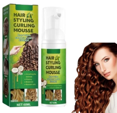 Espuma para Rizos, 60ml Espuma para Rizos Esponjosos, Espuma para rizos, Espuma de Tratamiento Hidratante, Volumizing Hair Styling Mousse Define y Previene el Encrespamiento