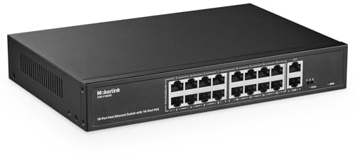 MokerLink 16 Port PoE Switch, 2 Gigabit Uplink, 200W IEEE802.3af/at, VLAN & Extend, Metall Rackmount Unmanaged Plug and Play Ethernet Switch