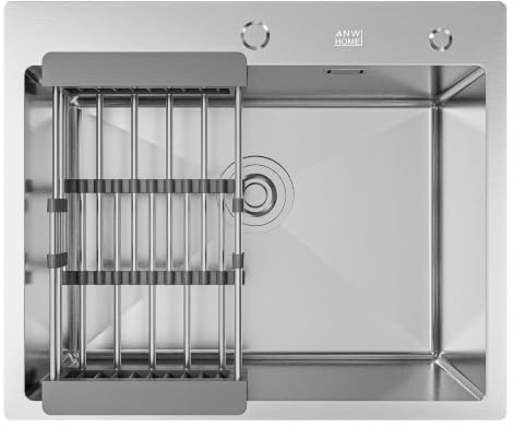 ANW HOME Fregadero Cocina 1 Seno 60x50 cm, Acero Inoxidable 304