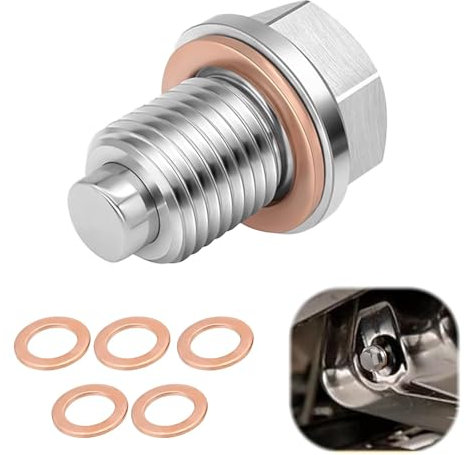 JRYGAC Tornillo Carter Aceite M14 x 1,5 Tapon Carter Aceite, Tapón Roscado, Tapón Magnético Drenaje Aceite, Tornillo Drenaje de Aceite Tornillo Tapón Carter Drenaje Aceite Aleación con 5 Arandela