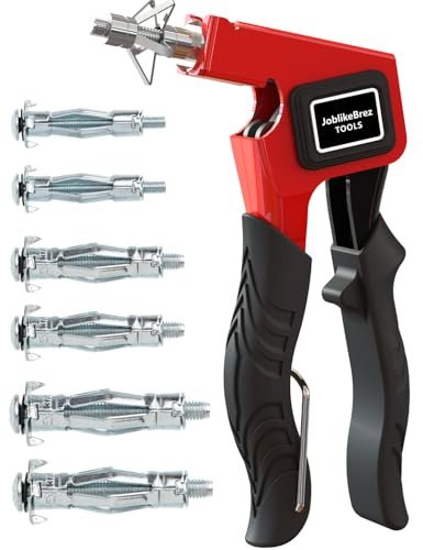 JoblikeBrez Molly Bolts for Drywall Plaster Walls (0.12-1.28), 34 PCS in 3 Sizes, Heavy Duty Hollow Wall Anchors with Setting Tool, Perfect for TVs, Curtain Rods, Mirrors, Towel Racks, Up to 55 lbs