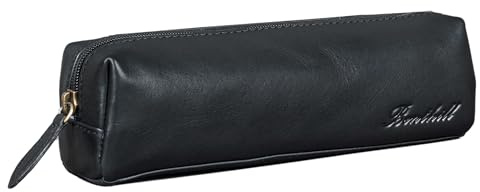 Benthill Federmappe Leder - Vintage Federmäppchen für Stifte - Federtasche für Schule/Uni - Kleine Leder-Etui Mäppchen - Kosmetiktasche, Farbe:Schwarz