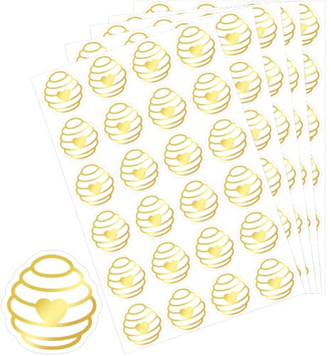 CRASPIRE 504 Stück Goldene Wabenaufkleber Umschlagsiegel Aufkleber Herz Honig Selbstklebend Oval Mit Goldfolie Geprägt Umschlagsiegel Für DIY Fotoalbum Umschlag Notizbuch Tagebuch Scrapbook Dekoration