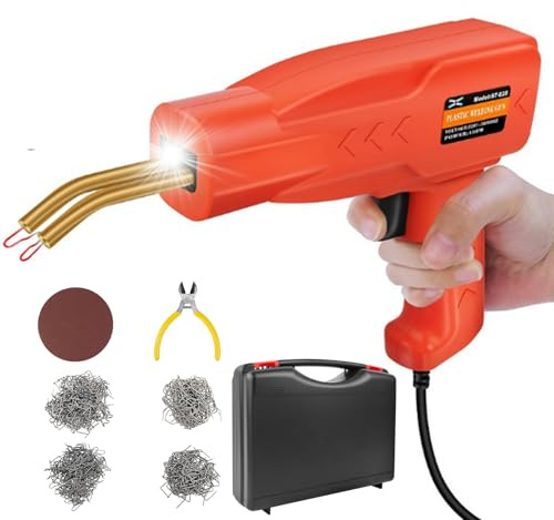 150W Plastic Welder, Schnelles Aufheizen Kunststoff Schweißgerät Kunststoff Reparaturset mit 4 Typen 800 Schweißstäbe, Plastik Schweißgerät für Auto-Stoßstange/Autoteile/Kajak/Kanu