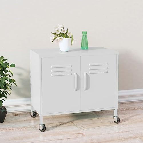 KATERYY Lagerschrank Weiß 60x35x56 cm Stahl,Praktischer Stahlschrank für Ordnung und Aufbewahrung Küchenschränke, Aufbewahrungsschränke, Schließfäch