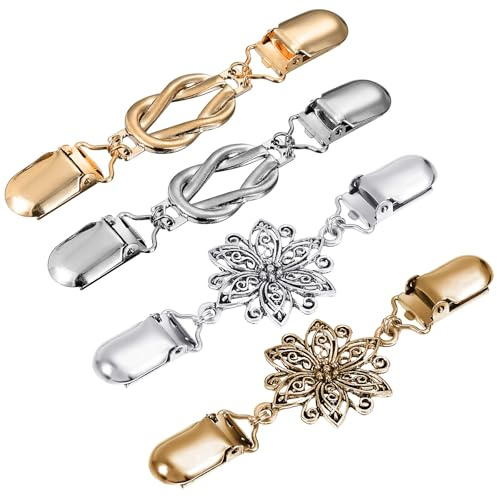 4 Stück Clips für Kleidung Cardigan Clip Cinch Clip Broschen für Kleidung Kleider Clip Sicherheitsnadeln Groß Ausschnitt Verkleinern Clip Geeignet für Schals, Strickjacken, Anzüge Usw