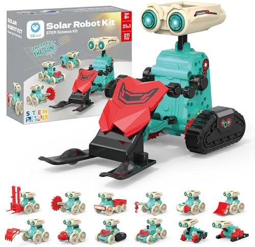 Sillbird 21-in-1 Solar Roboter Bausatz STEM Lernspielzeug ab 8 Jahren | Solarbetriebener Motor, DIY Geschenke für Jungen & Mädchen zu Geburtstag & Weihnachten, MINT Experimente, 211 Teile grün