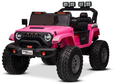 Beneo Motors 4x4 Kinder Elektroauto 24V – 2-Sitzer OFFRIDE, 4×55W Motor, Lithium-Akku, große Eva-Räder, LED-Lichter, MP3 USB/AUX, Fernbedienung, elektrisches Kinderauto 3–8 Jahre, rosa