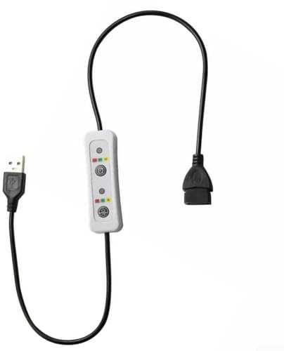 USB-Timer-Schalter-Verlängerungskabel, 60 cm, Gleichstrom, 5 V, Netzteil, Kabelsteuerung mit 3 Timer-Einstellungen und 3 Geschwindigkeitsstufen für USB-Ventilatoren, Lichter, LED-Streifen