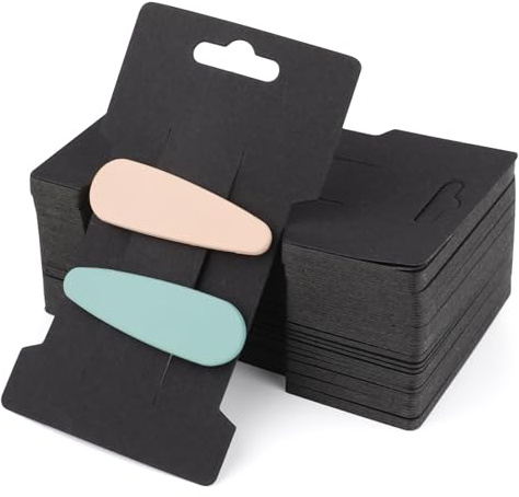 200 Stück Haarspangenhalter aus Karton, 11,5 x 6,7 cm, Rechteckige Displaykarten für Haarschmuck, Haarnadeln, Haarklammern,Schmuckzubehör, Verpackung für Haaraccessoires, Präsentationskarten (Schwarz)