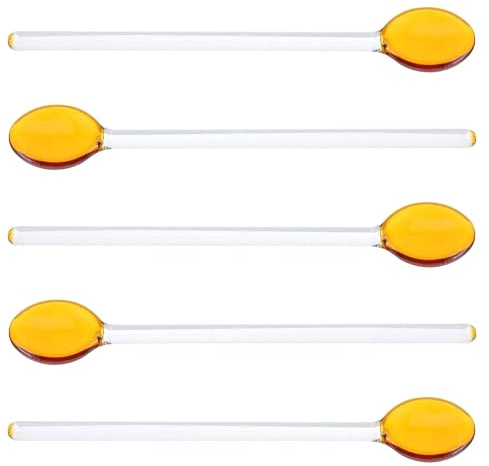 JOINPAYA Lot de 5 Cuillères Longues en Verre Transparentes Résistantes la Chaleur Cuillères à Café Miel pour Mélanger Polyvalentes pour Usage Café Thé et Glace