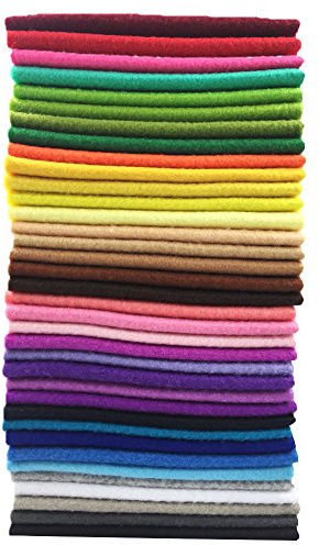 flic-flac 36pcs 1.4mm Soft Felt Fabric Sheet Assorted Color Felt Pack DIY Craft Sewing Squares Nonwoven Patchwork (25 x 25 cm)