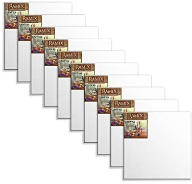 Ramix 10er Set 60x60 cm Quadratisch Leinwand Keilrahmen Weiß Stabilen Viele Größen