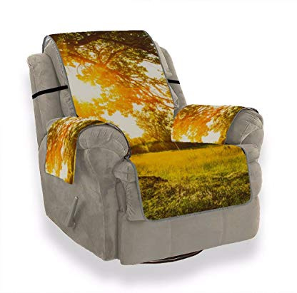A.Monamour Sofabezug Sofaüberwurf Sesselschoner Sommerzeit Sonnen Durch Waldbaum Grünes Gras Samt Sesselbezug Sesselhusse Sessel Abdeckung Sesselschutz Stuhl Abdeckung Stuhlschutz