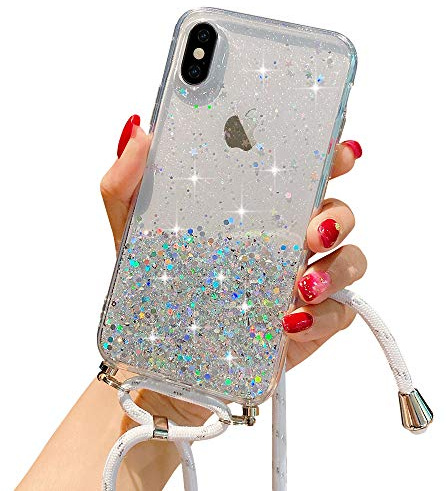 LCHULLE Handykette Handyhülle für iPhone Xr Hülle mit Kordel Umhängenhülle Necklace Hülle mit Band Schutzhülle Transparent Silikon Case für iPhone Xr Transparent
