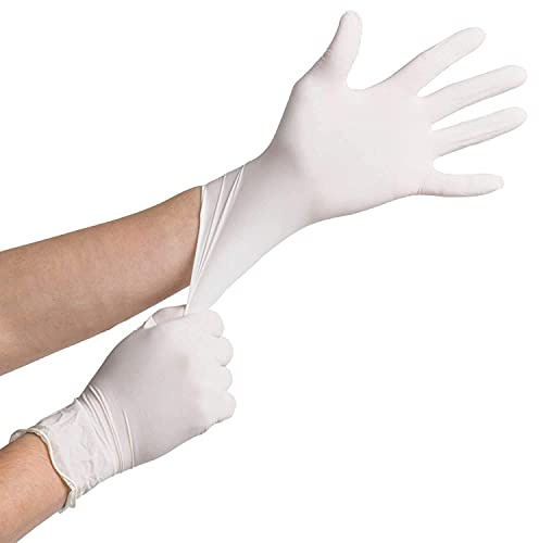 100 Stück Latexhandschuhe in Spender-Box - puderfrei, nicht steril, natur - Einweghandschuhe Einmalhandschuhe (L)