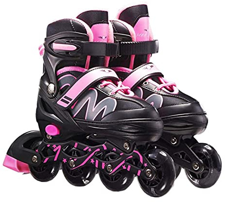 Tianbi Patines en línea para niños y adultos, 8 ruedas LED intermitentes, tamaño de zapato ajustable 26-42, rodamientos ABEC-7, patines de fitness para niños y niñas principiantes