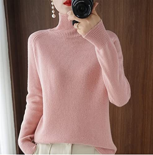 DSXH Womens Turtleneck Sweaters Winter Jumpers Knit Long Sleeve Thick Loose Pullover Casual Tops *# (Color : Pink, Size : L)