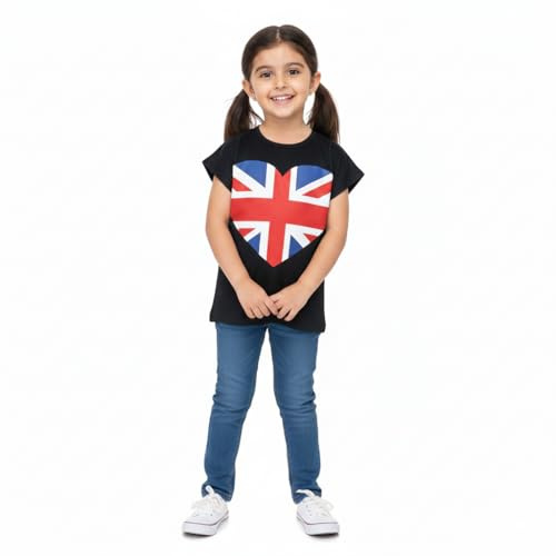 A2Z 4 Kids Flickor T Skjortor England Fotboll Värld Kopp Hjärta Tryck T Shirt Mjuk - T Shirt 552 Black 13