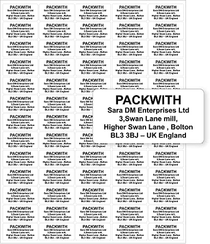 White Address Labels Stickers Personalised 60 Labels Per Sheet A4 Address Labels (38 x 21 mm) Personalised White Sticky Label for Gift Card, Card Making & Return Label Packwith®